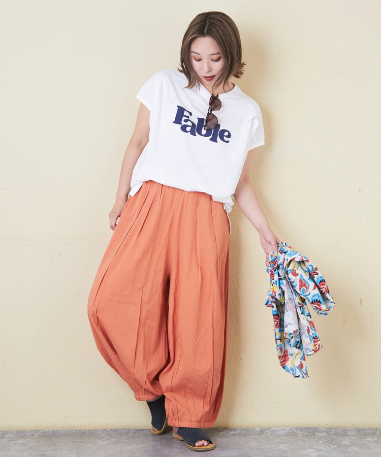 CUBE SUGAR(キューブシュガー) |30/-天竺 片染 タック フレンチスリーブ Tシャツ