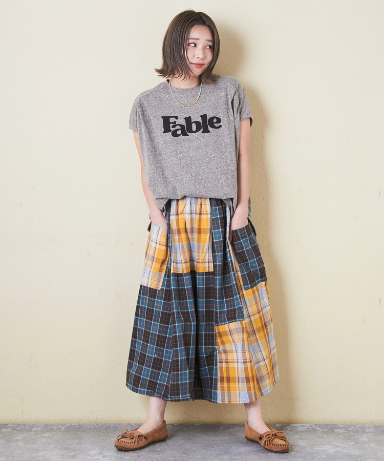 CUBE SUGAR(キューブシュガー) |30/-天竺 片染 タック フレンチスリーブ Tシャツ