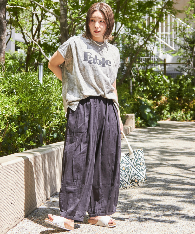 CUBE SUGAR(キューブシュガー) |30/-天竺 片染 タック フレンチスリーブ Tシャツ