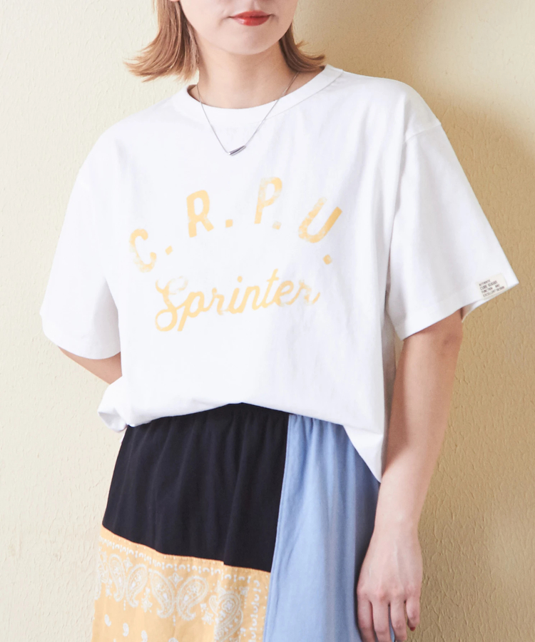 CUBE SUGAR(キューブシュガー) |21/-OE天竺 汗染み防止 加工 ロゴプリント Tシャツ
