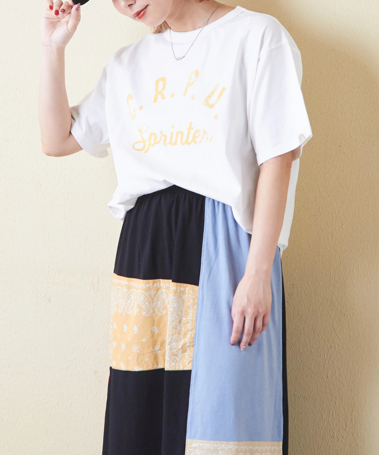 CUBE SUGAR(キューブシュガー) |21/-OE天竺 汗染み防止 加工 ロゴプリント Tシャツ