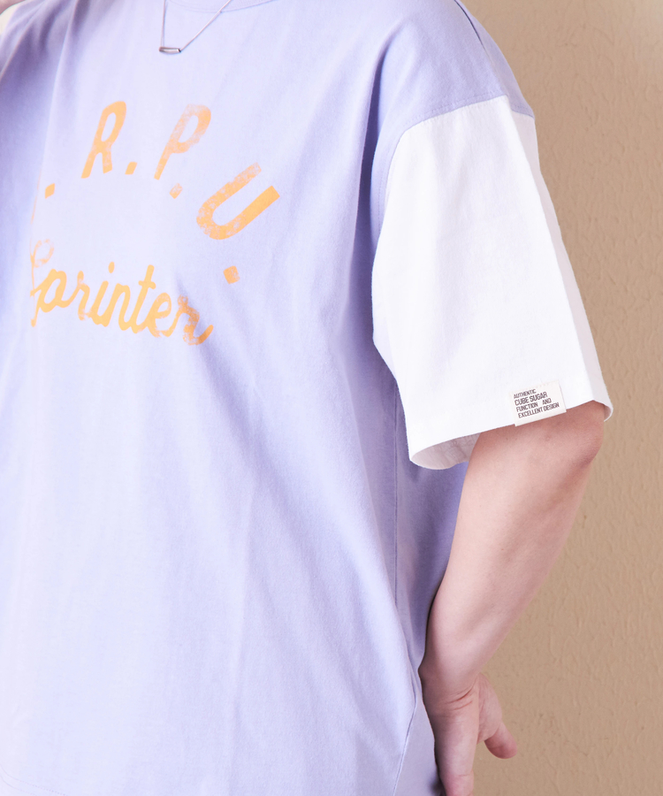 CUBE SUGAR(キューブシュガー) |21/-OE天竺 汗染み防止 加工 ロゴプリント Tシャツ