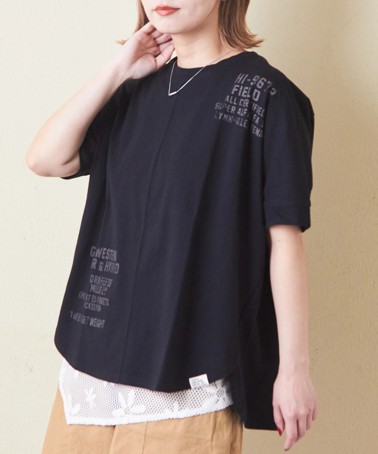 CUBE SUGAR(キューブシュガー) |21/-OE天竺 汗染み防止 加工 裾ラウンド ドルマンスリーブ Tシャツ