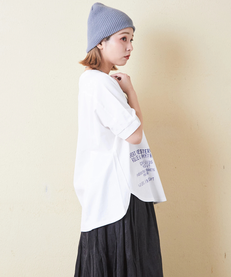 CUBE SUGAR(キューブシュガー) |21/-OE天竺 汗染み防止 加工 裾ラウンド ドルマンスリーブ Tシャツ