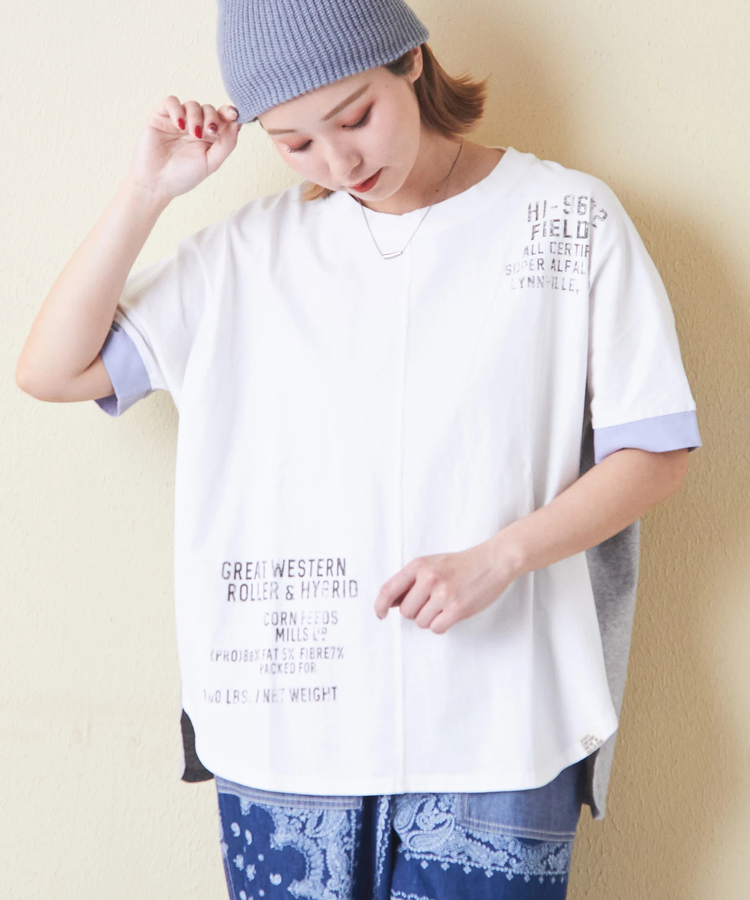 CUBE SUGAR(キューブシュガー) |21/-OE天竺 汗染み防止 加工 裾ラウンド ドルマンスリーブ Tシャツ