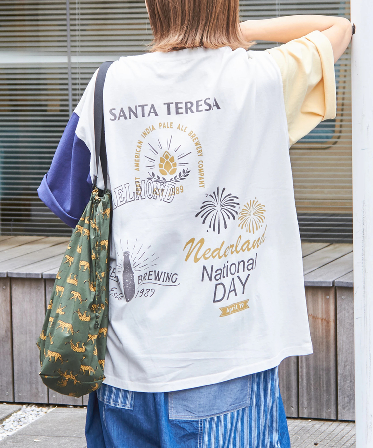 CUBE SUGAR(キューブシュガー) |21/-OE天竺 汗染み防止 ロゴ プリント ビッグ Tシャツ