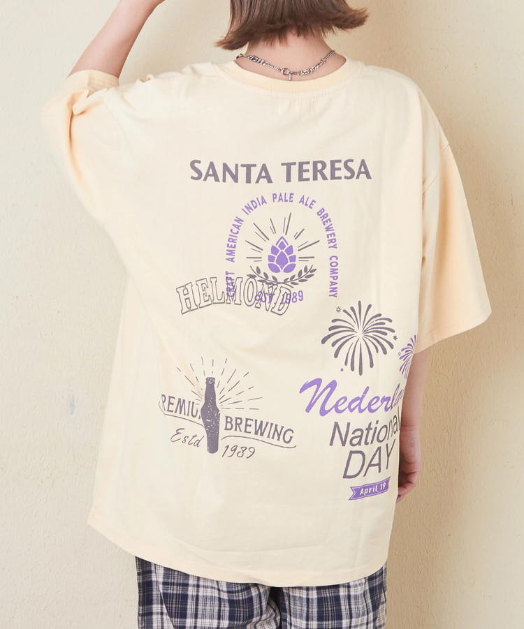 CUBE SUGAR(キューブシュガー) |21/-OE天竺 汗染み防止 ロゴ プリント ビッグ Tシャツ