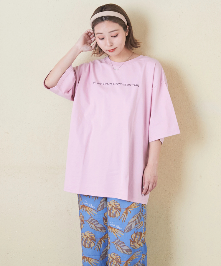 CUBE SUGAR(キューブシュガー) |21/-OE天竺 汗染み防止 ロゴ プリント ビッグ Tシャツ