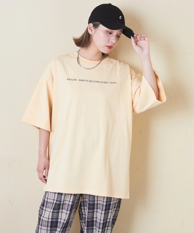 CUBE SUGAR(キューブシュガー) |21/-OE天竺 汗染み防止 ロゴ プリント ビッグ Tシャツ
