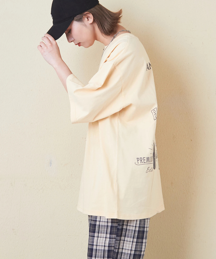 CUBE SUGAR(キューブシュガー) |21/-OE天竺 汗染み防止 ロゴ プリント ビッグ Tシャツ