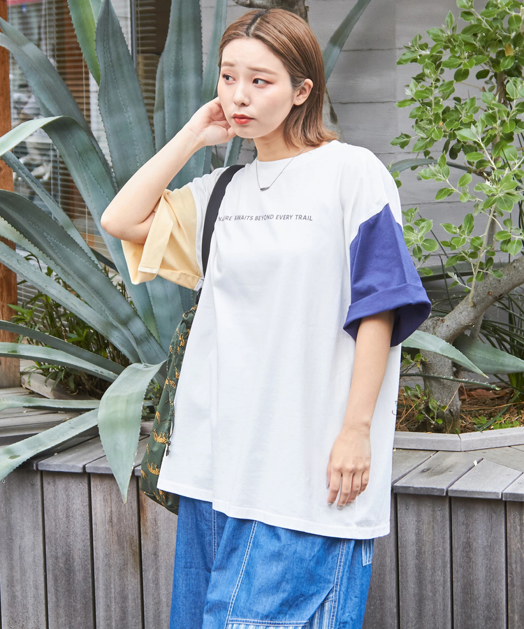 CUBE SUGAR(キューブシュガー) |21/-OE天竺 汗染み防止 ロゴ プリント ビッグ Tシャツ