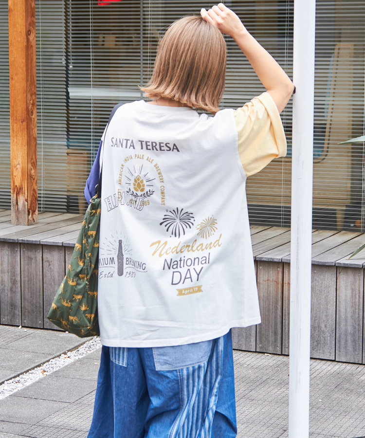 CUBE SUGAR(キューブシュガー) |21/-OE天竺 汗染み防止 ロゴ プリント ビッグ Tシャツ