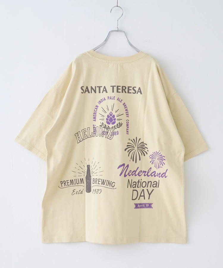 CUBE SUGAR(キューブシュガー) |21/-OE天竺 汗染み防止 ロゴ プリント ビッグ Tシャツ