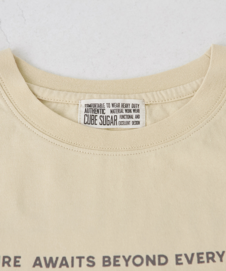 CUBE SUGAR(キューブシュガー) |21/-OE天竺 汗染み防止 ロゴ プリント ビッグ Tシャツ