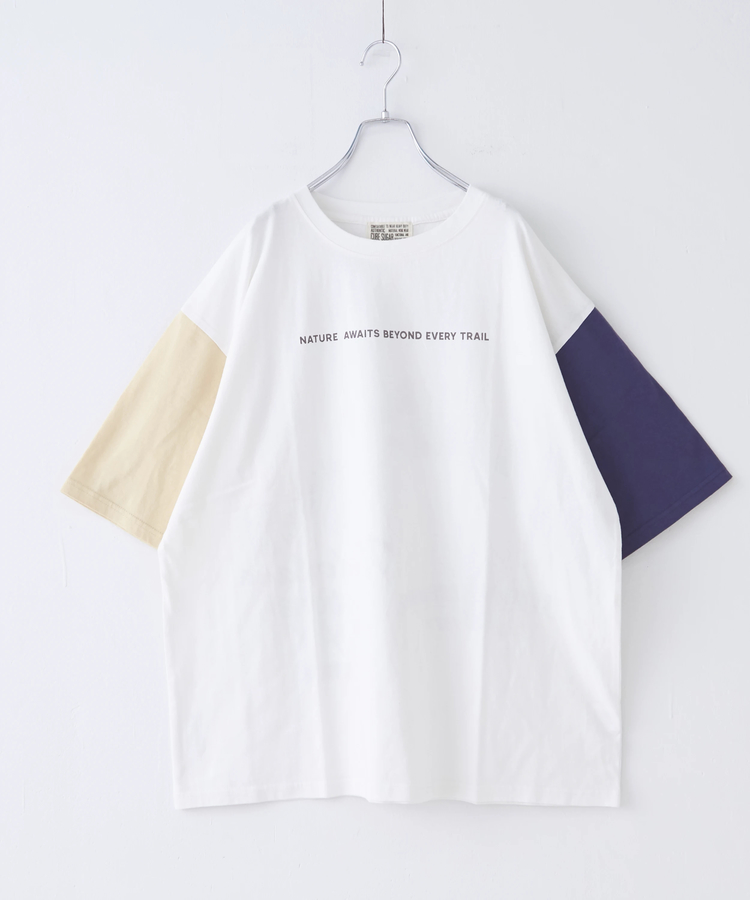 CUBE SUGAR(キューブシュガー) |21/-OE天竺 汗染み防止 ロゴ プリント ビッグ Tシャツ