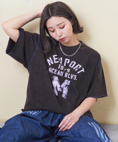 トンプキン天竺 ケミカル加工 ロゴ プリント Tシャツ