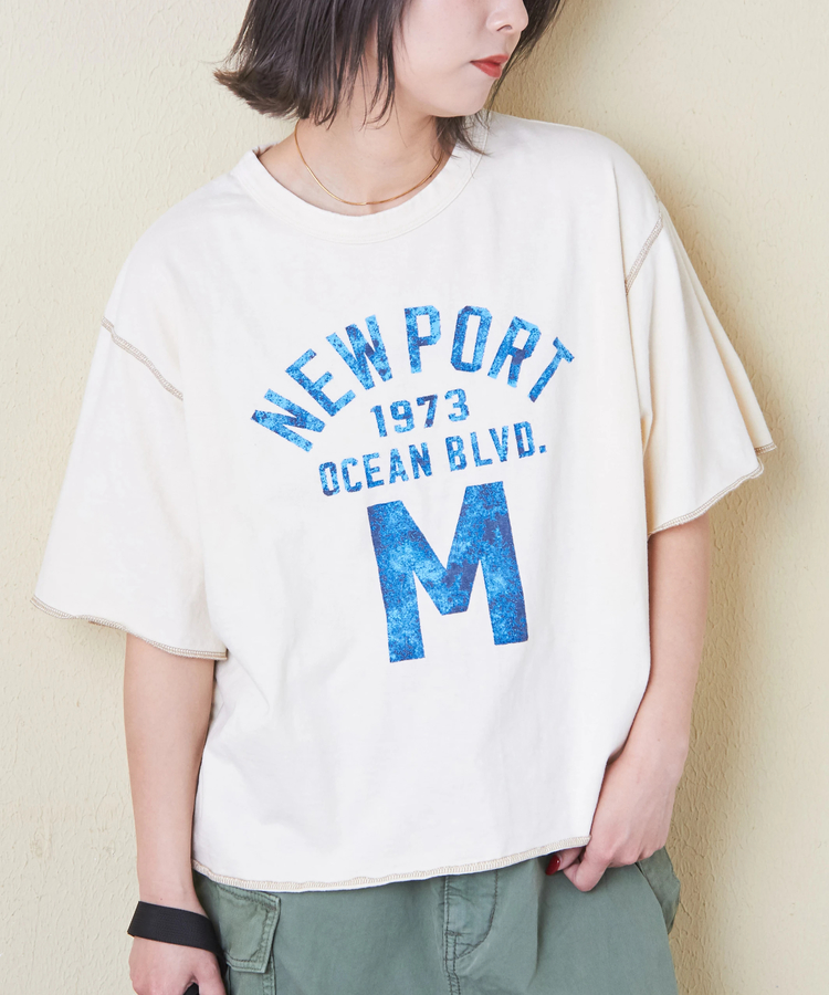 CUBE SUGAR(キューブシュガー) |トンプキン天竺 ケミカル加工 ロゴ プリント Tシャツ