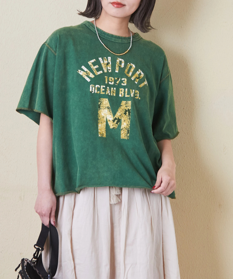 CUBE SUGAR(キューブシュガー) |トンプキン天竺 ケミカル加工 ロゴ プリント Tシャツ
