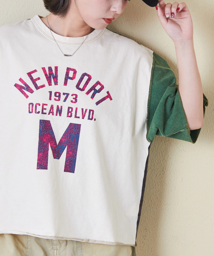 CUBE SUGAR(キューブシュガー) |トンプキン天竺 ケミカル加工 ロゴ プリント Tシャツ