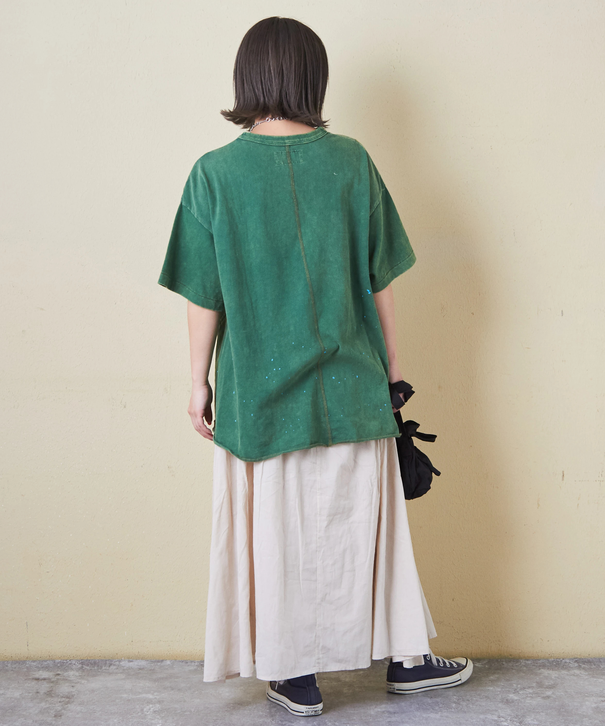 tシャツ CUBE SUGAR/キューブシュガー　トンプキン天竺 ケミカル加工 リメイク風切替Big TEE レディース トンプキン天竺 ケミカル加工 リメイク風 切替 ビッグTシャツ