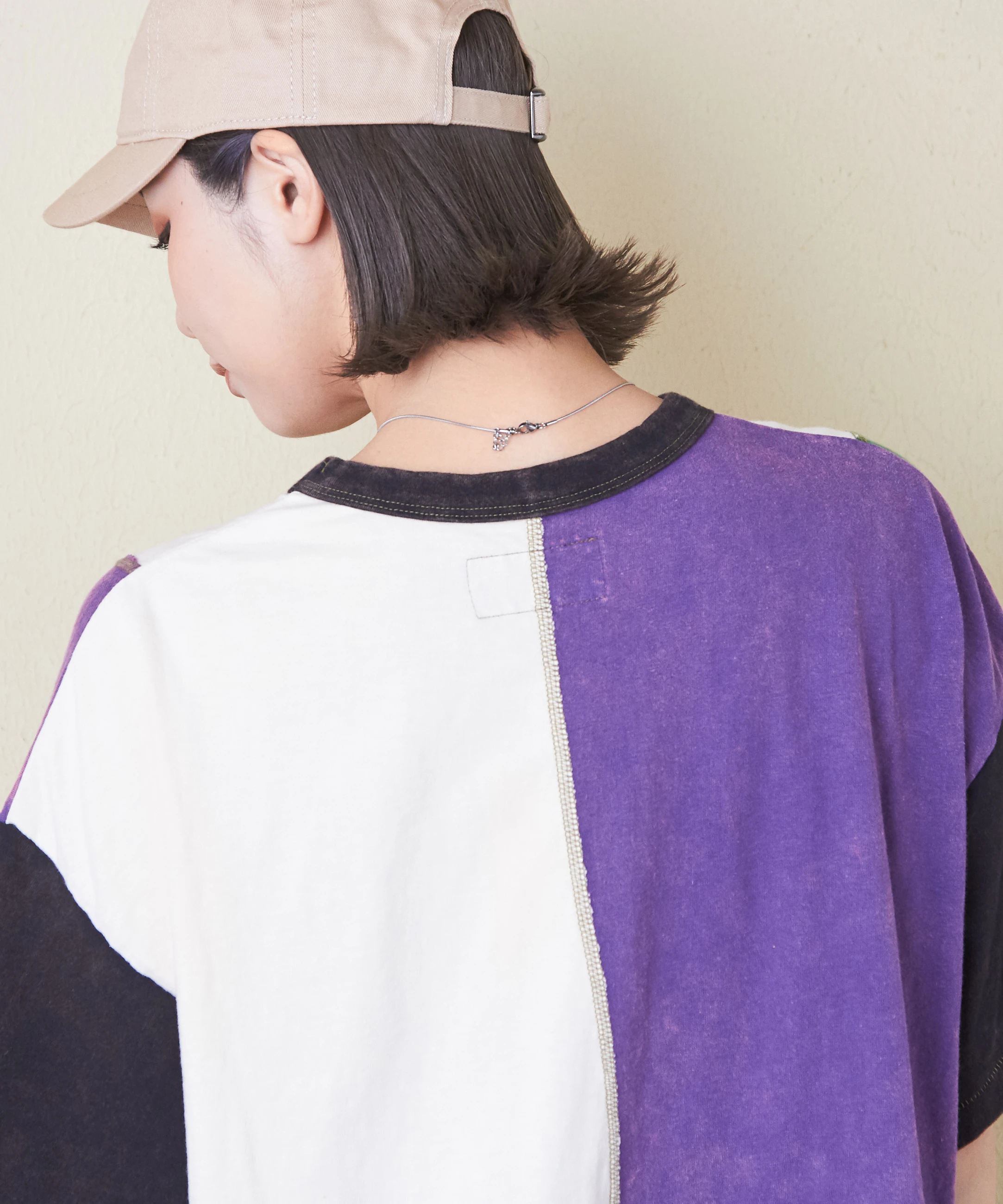 トンプキン天竺 ケミカル加工 リメイク風 切替 ビッグTシャツ