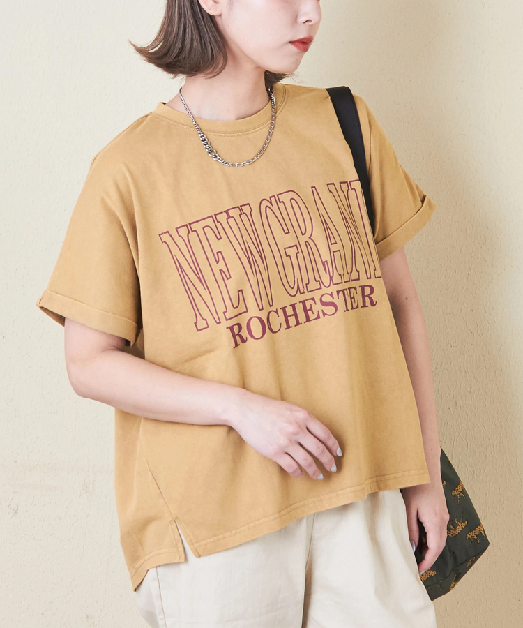 CUBE SUGAR(キューブシュガー) |21/-天竺 パウダー加工 ロゴ プリント ドルマン Tシャツ