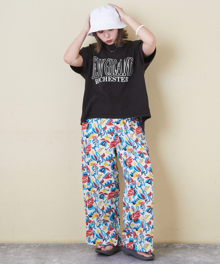 CUBE SUGAR(キューブシュガー) |21/-天竺 パウダー加工 ロゴ プリント ドルマン Tシャツ