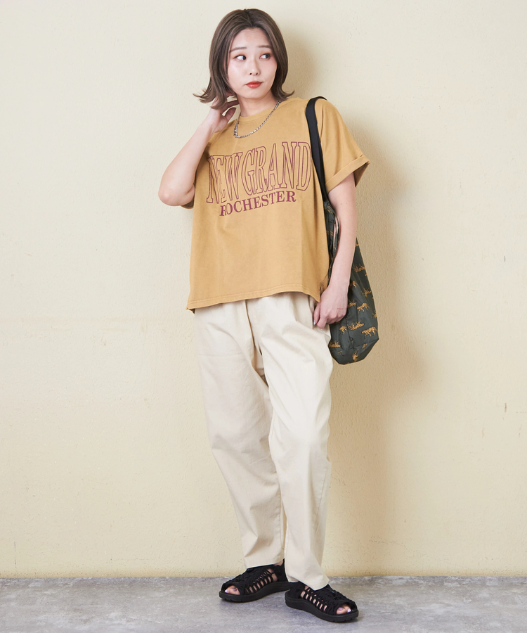 CUBE SUGAR(キューブシュガー) |21/-天竺 パウダー加工 ロゴ プリント ドルマン Tシャツ
