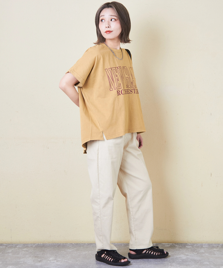 CUBE SUGAR(キューブシュガー) |21/-天竺 パウダー加工 ロゴ プリント ドルマン Tシャツ