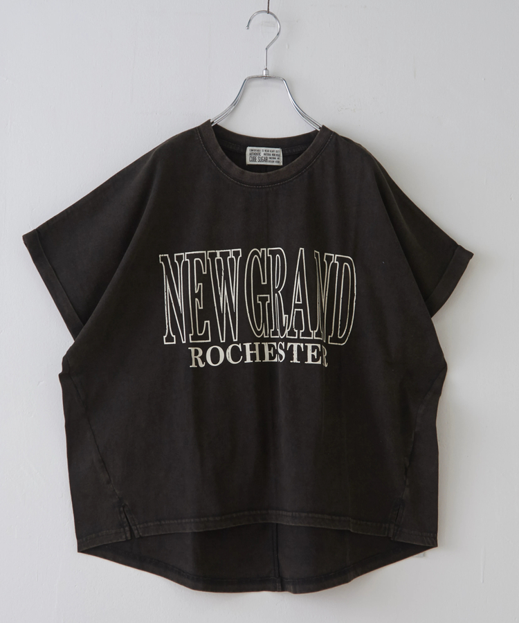 CUBE SUGAR(キューブシュガー) |21/-天竺 パウダー加工 ロゴ プリント ドルマン Tシャツ