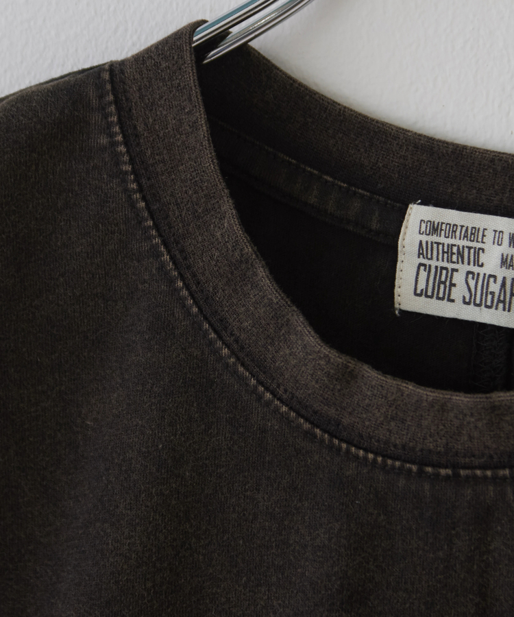 CUBE SUGAR(キューブシュガー) |21/-天竺 パウダー加工 ロゴ プリント ドルマン Tシャツ