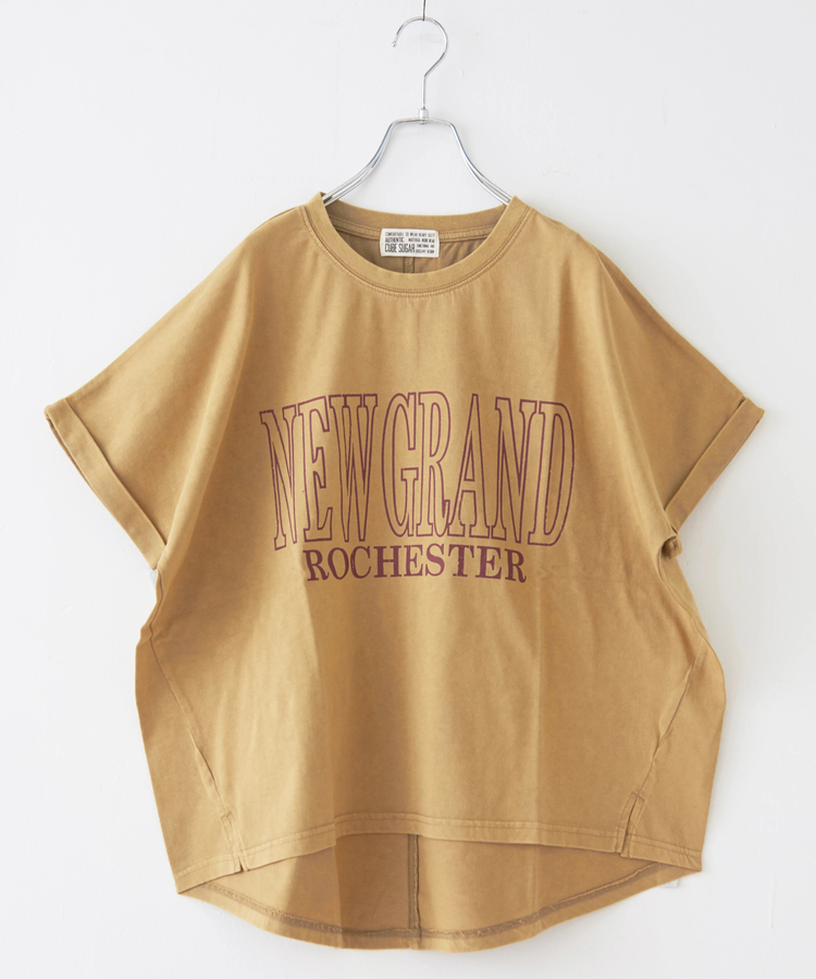 CUBE SUGAR(キューブシュガー) |21/-天竺 パウダー加工 ロゴ プリント ドルマン Tシャツ