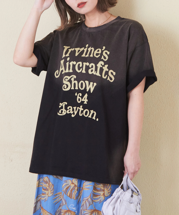 CUBE SUGAR(キューブシュガー) |21/-天竺 スプレー加工 ロゴ プリント Tシャツ