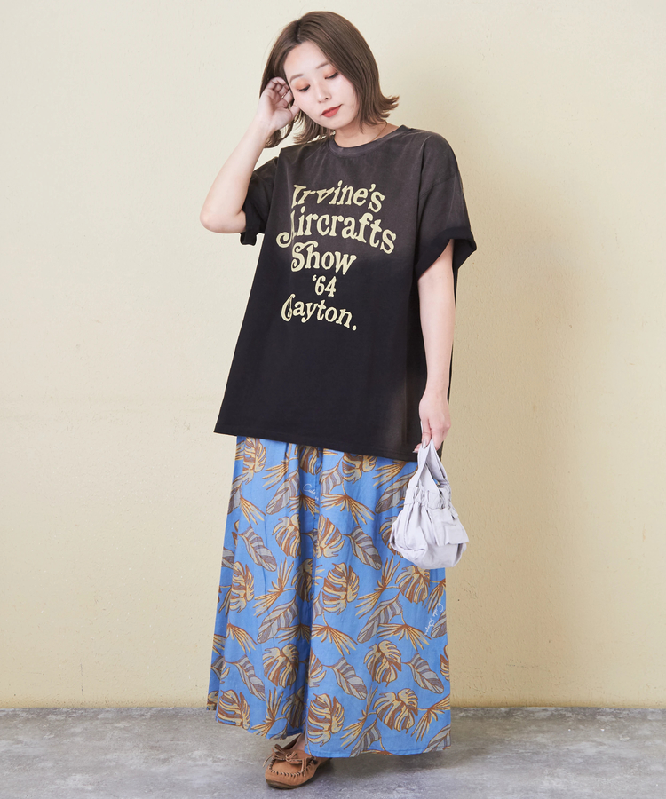 CUBE SUGAR(キューブシュガー) |21/-天竺 スプレー加工 ロゴ プリント Tシャツ
