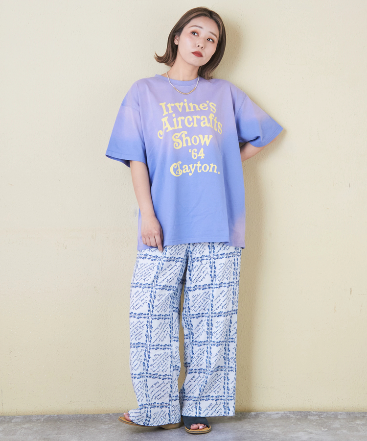 CUBE SUGAR(キューブシュガー) |21/-天竺 スプレー加工 ロゴ プリント Tシャツ