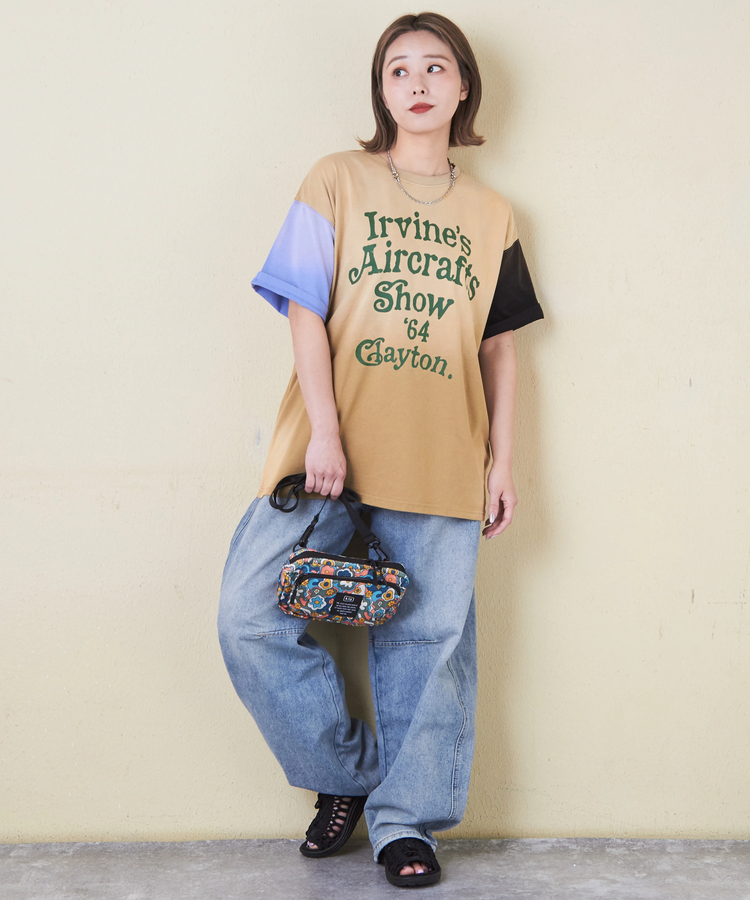 CUBE SUGAR(キューブシュガー) |21/-天竺 スプレー加工 ロゴ プリント Tシャツ