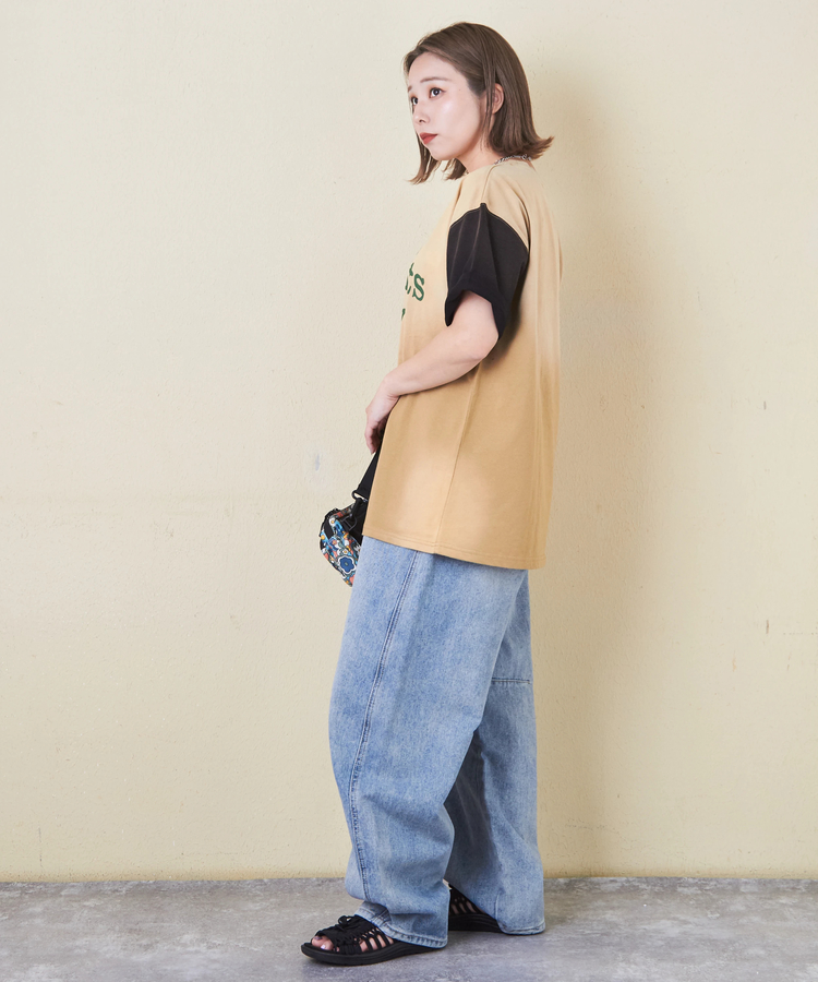 CUBE SUGAR(キューブシュガー) |21/-天竺 スプレー加工 ロゴ プリント Tシャツ
