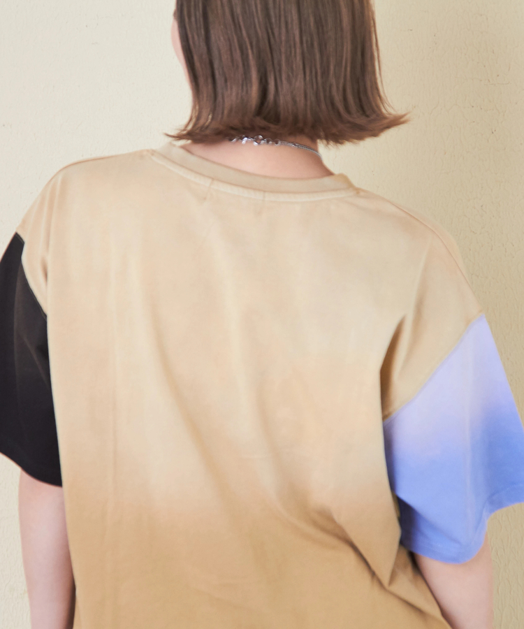 CUBE SUGAR(キューブシュガー) |21/-天竺 スプレー加工 ロゴ プリント Tシャツ