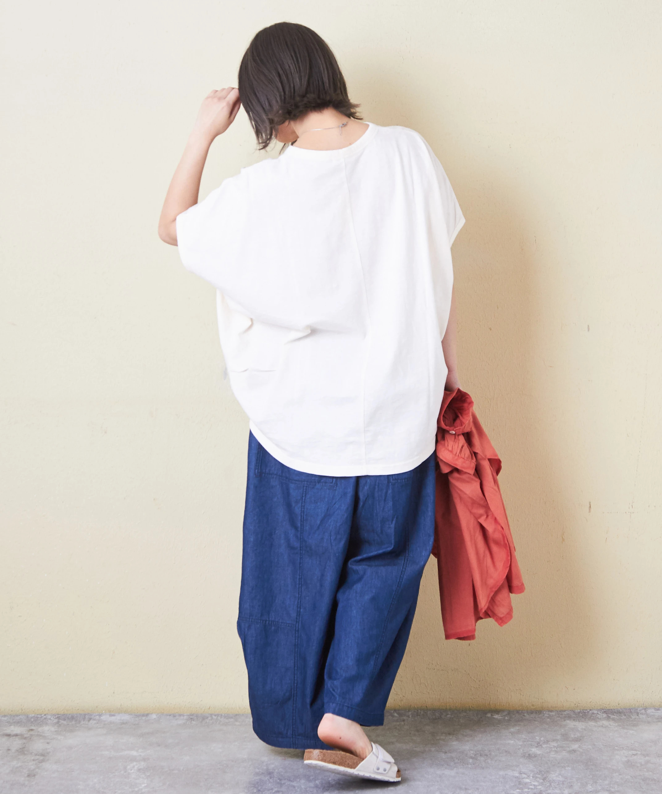 32/-スラブ天竺 ロゴ刺繍 ドルマン Tシャツ｜ファッション通販