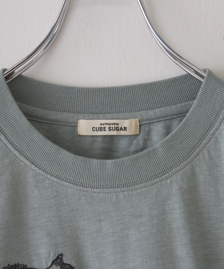 CUBE SUGAR(キューブシュガー) |32/-スラブ天竺 マリン 刺繍 Tシャツ