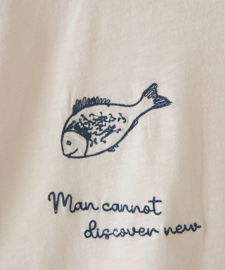 CUBE SUGAR(キューブシュガー) |32/-スラブ天竺 マリン 刺繍 Tシャツ