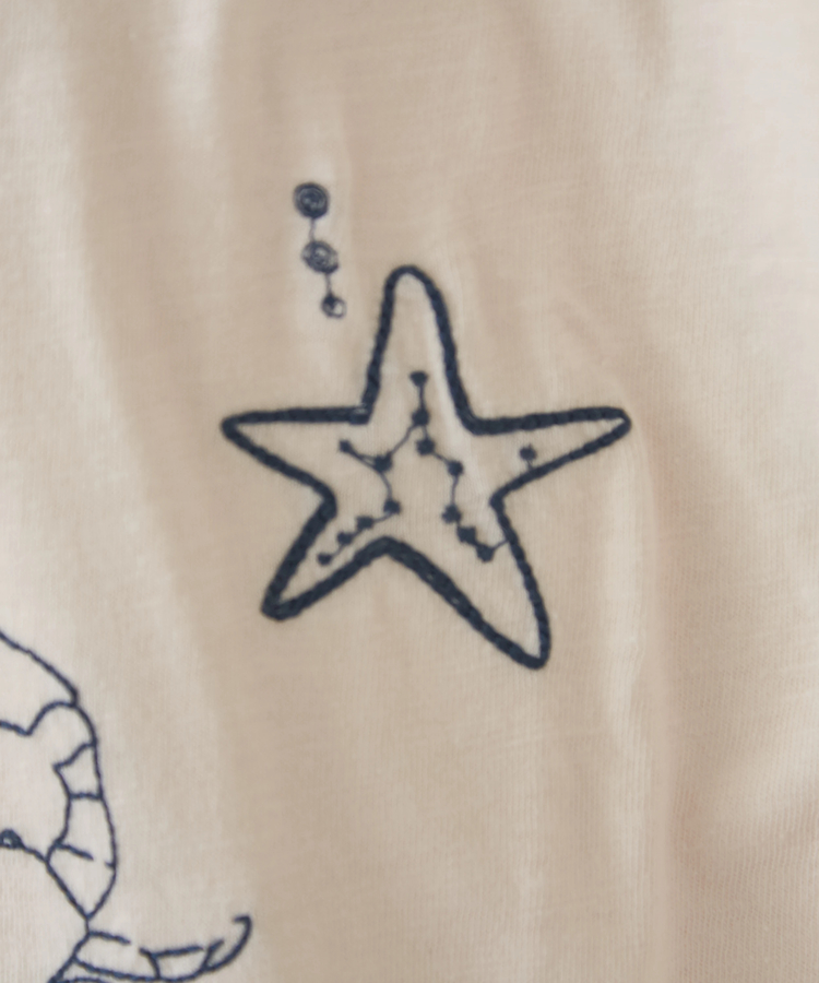 CUBE SUGAR(キューブシュガー) |32/-スラブ天竺 マリン 刺繍 Tシャツ