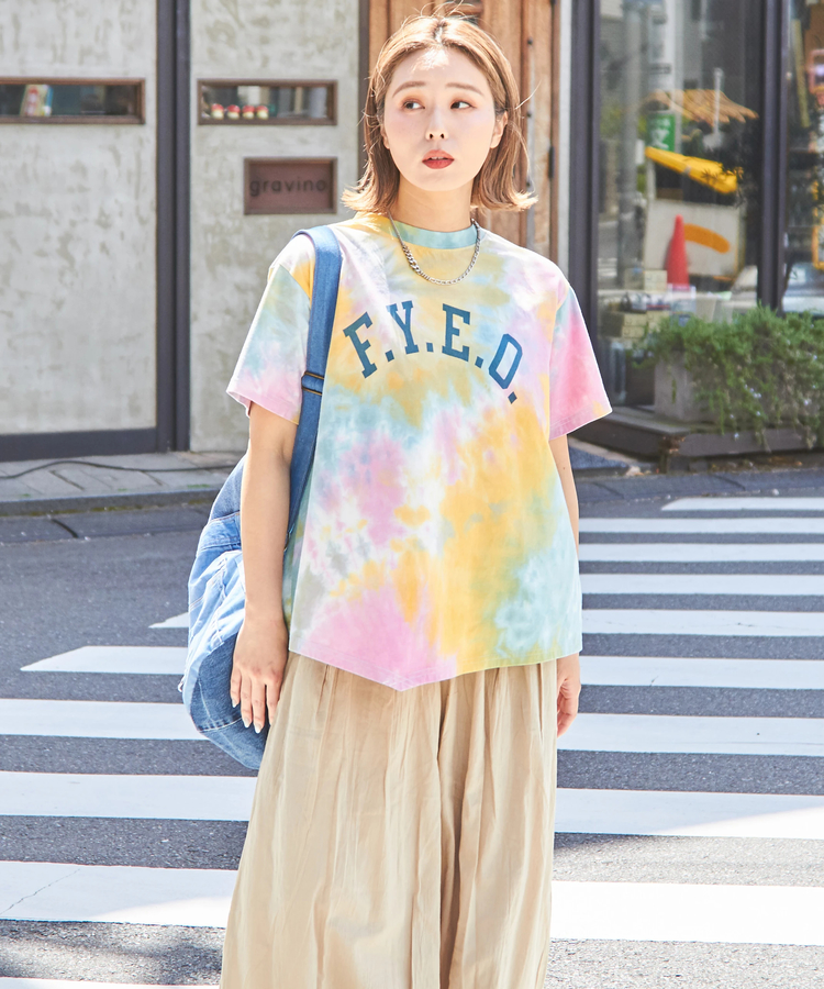 CUBE SUGAR(キューブシュガー) |26/-OE天竺 タイダイ イレギュラーヘム Tシャツ