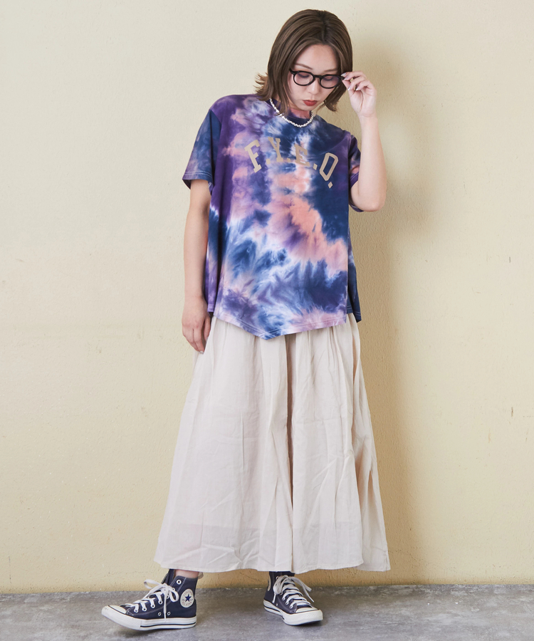 CUBE SUGAR(キューブシュガー) |26/-OE天竺 タイダイ イレギュラーヘム Tシャツ