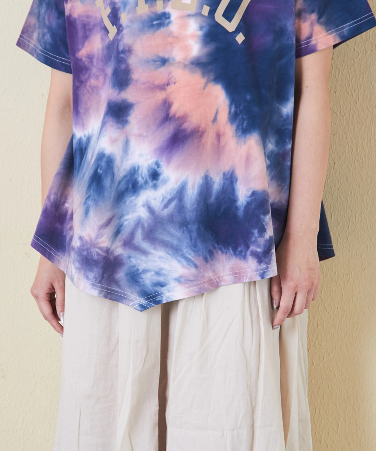CUBE SUGAR(キューブシュガー) |26/-OE天竺 タイダイ イレギュラーヘム Tシャツ