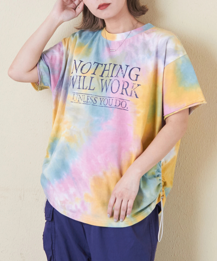 CUBE SUGAR(キューブシュガー) |26/-OE天竺 タイダイ サイド ドロスト ビッグ Tシャツ