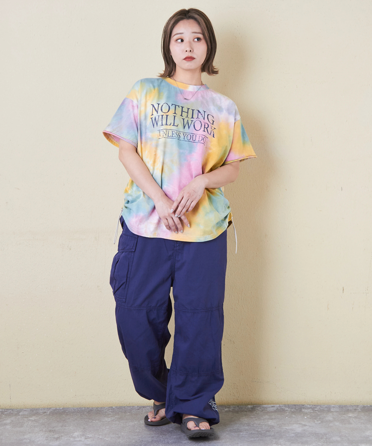 CUBE SUGAR(キューブシュガー) |26/-OE天竺 タイダイ サイド ドロスト ビッグ Tシャツ