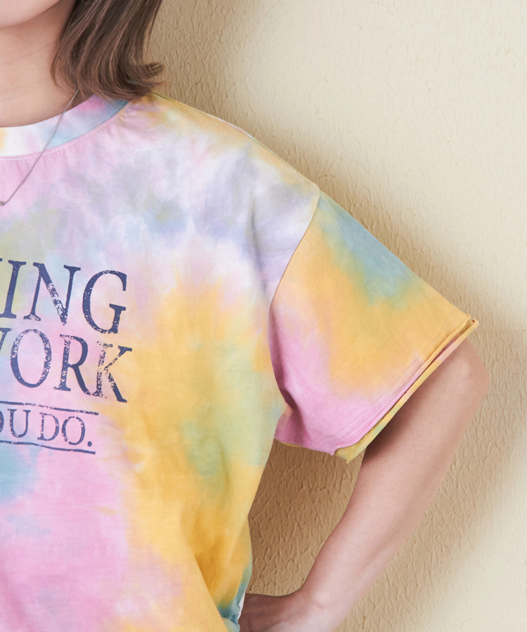 CUBE SUGAR(キューブシュガー) |26/-OE天竺 タイダイ サイド ドロスト ビッグ Tシャツ