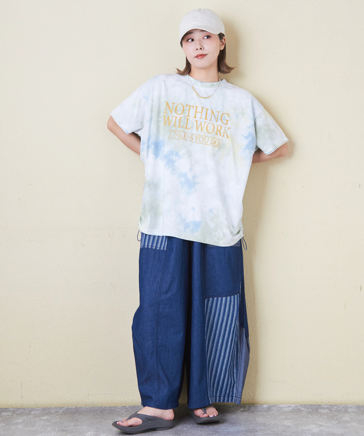 CUBE SUGAR(キューブシュガー) |26/-OE天竺 タイダイ サイド ドロスト ビッグ Tシャツ