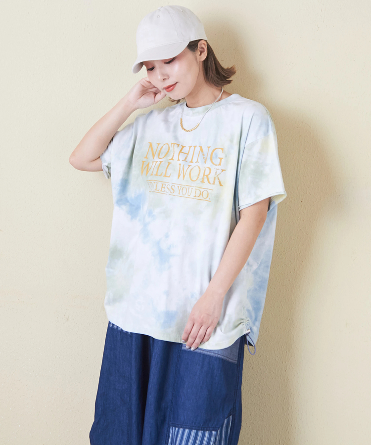 CUBE SUGAR(キューブシュガー) |26/-OE天竺 タイダイ サイド ドロスト ビッグ Tシャツ